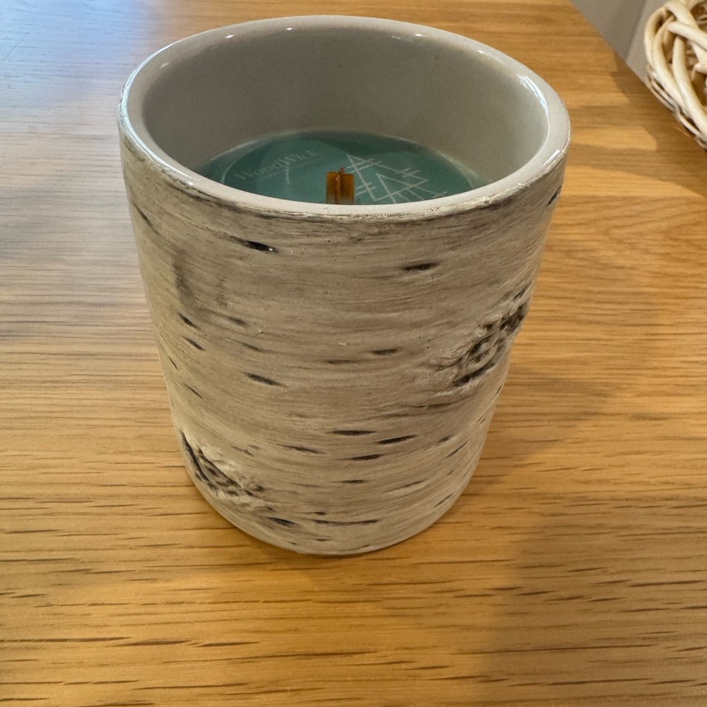 WoodWick Frozen Fir Candle with Birch Bark Jar